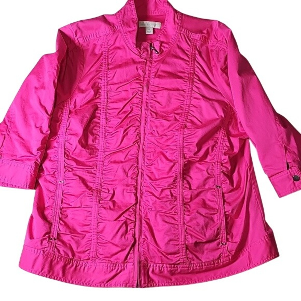 Laura Ashley Barbie Pink Rouched Jacket 3/4 Sleeves, Size 2x - Picture 5 of 9